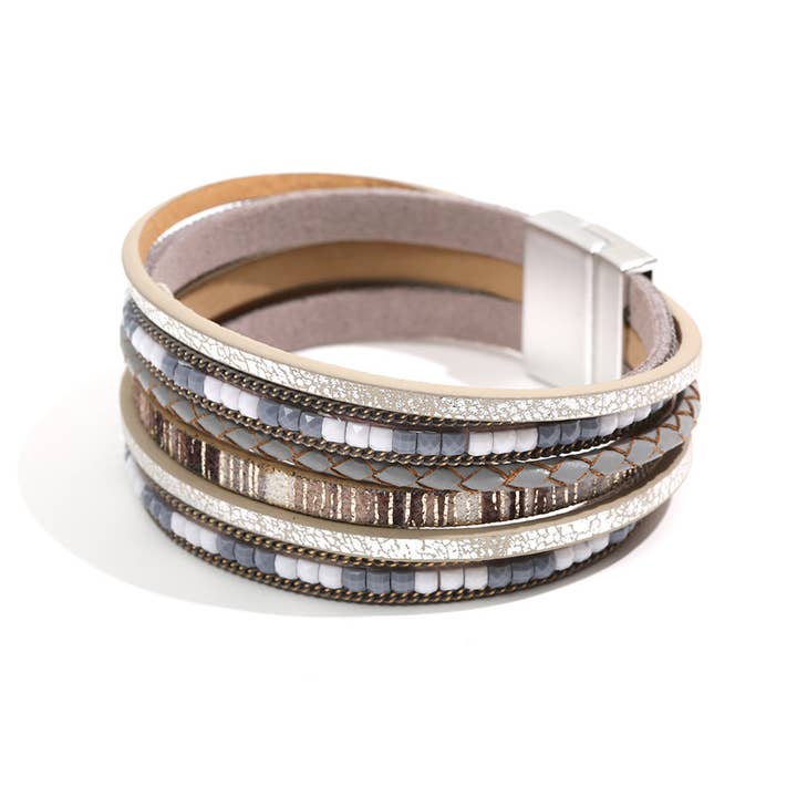 Lovesoft - Wholesale Woven/Braided Bracelet - Boho Multi Layer Leather Wrap Bracelet with Magnetic Clasp4
