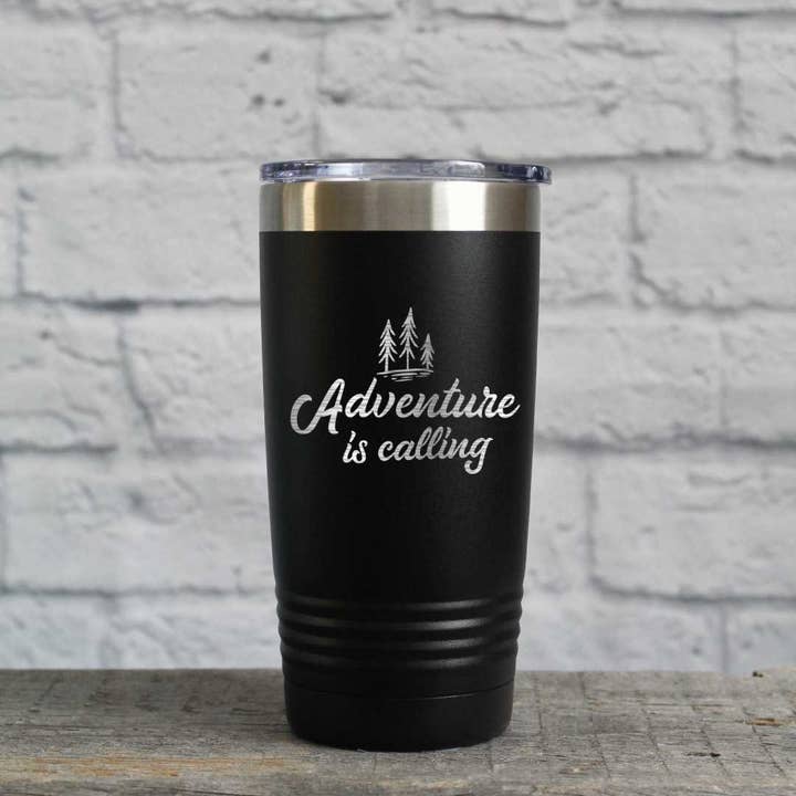 Adventure is Calling Enamel Mug Wine Tumbler for wholesale by Katie & Company
