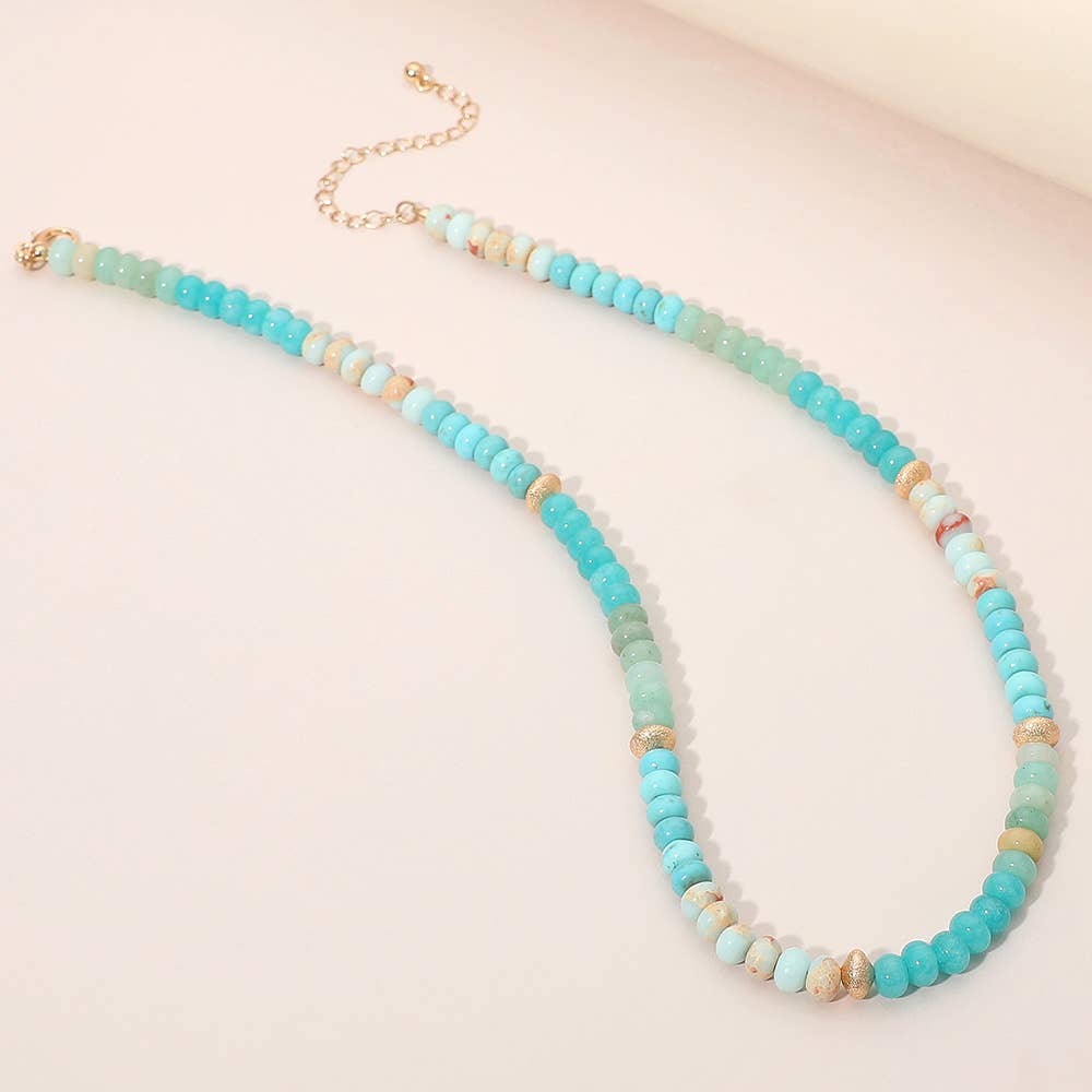 Sensibling Corp. – wholesale Beaded/pearl necklace – Gold Accent Spacer Marbled Resin Beaded Necklace12