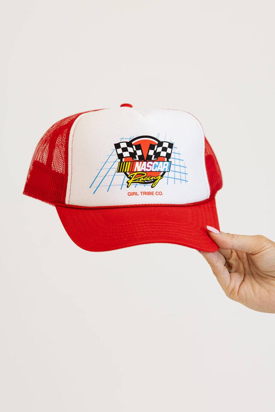 Girl Tribe Co - Wholesale Trucker Hat - Women's - NASCAR Racing Red and White Trucker Hat1