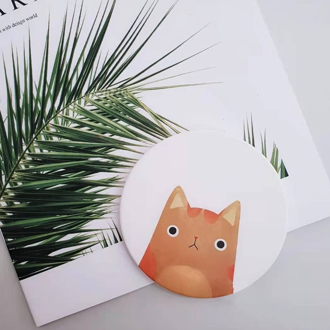 Ailly's garden – Base de copos por atacado – Coaster de diatomita Gato antiderrapante de absorção rápida1