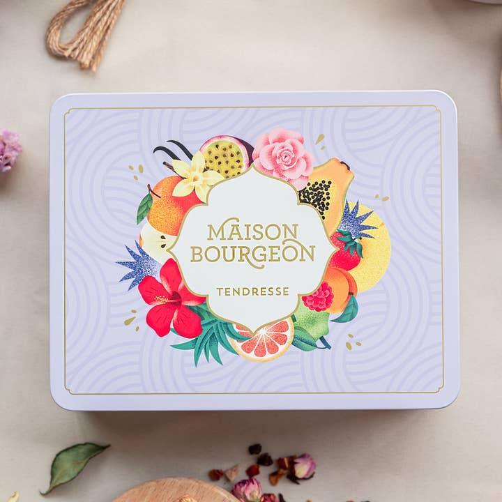 Gift set of green tea, black tea and infusion “Tendresse” for wholesale by Maison Bourgeon