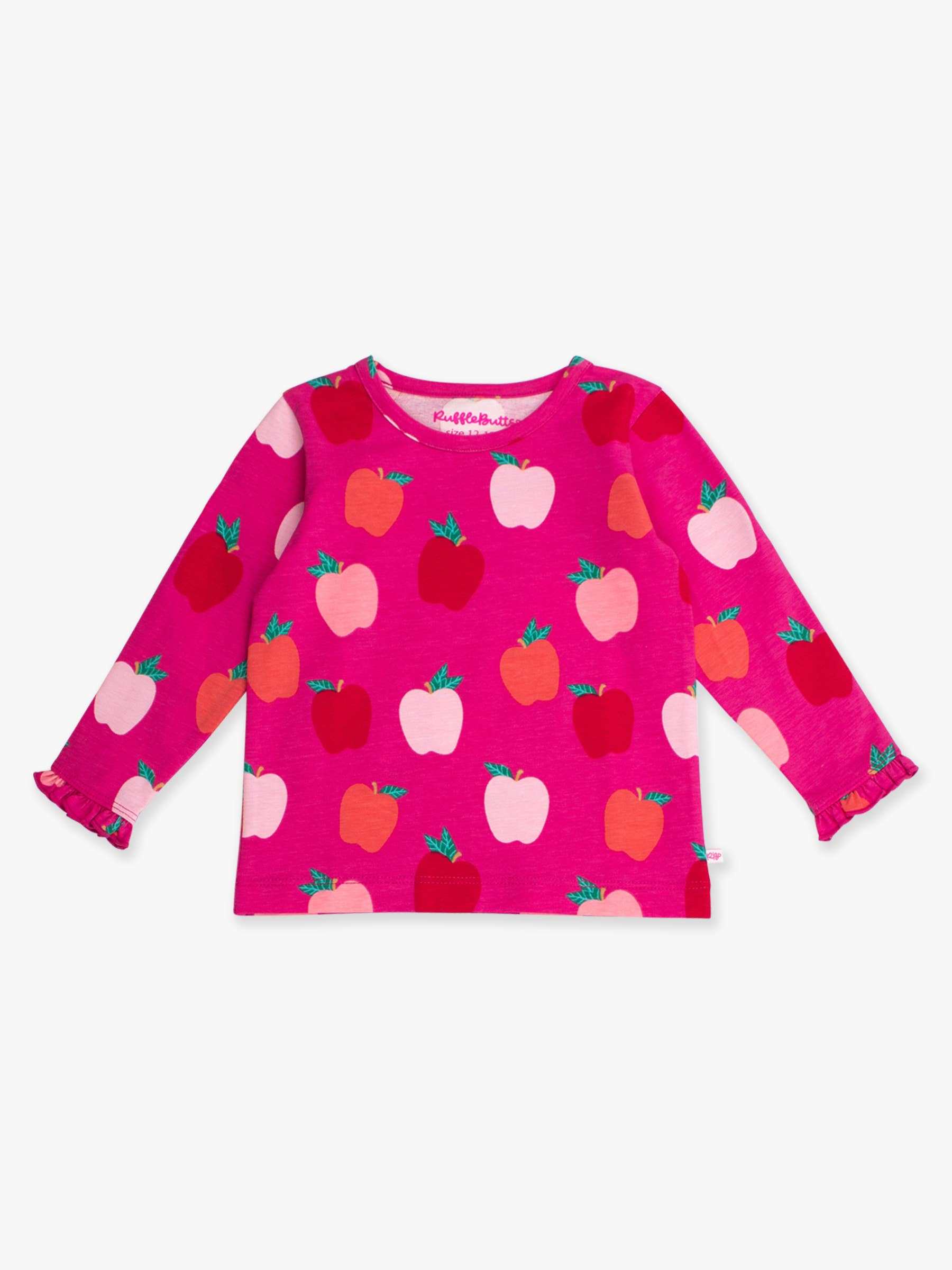 Pink Girls Apple of My Eye Knit Long Sleeve Ruffle Sleeve Top for wholesale on Faire0