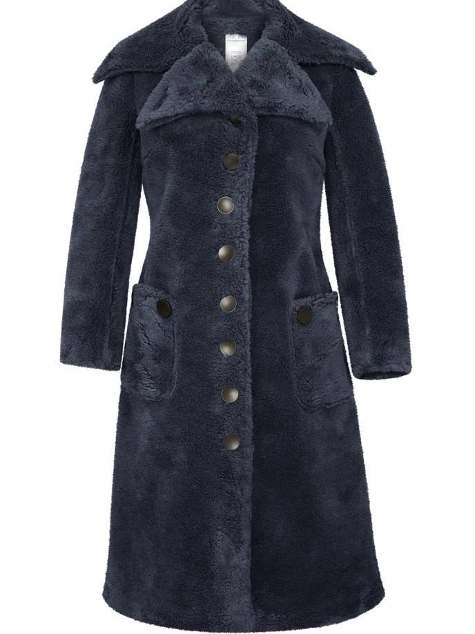 Abrigo de piel sintética de lana de talla grande Chic Star en negro 042624 para venta al por mayor de CHIC STAR