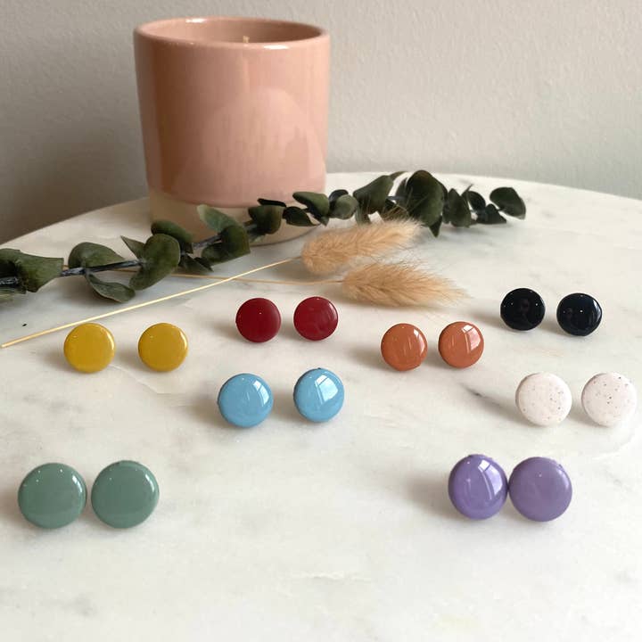 Classic Stud Earrings - Colorful Clay Studs - Simple Modern for wholesale by Lost Atlantis