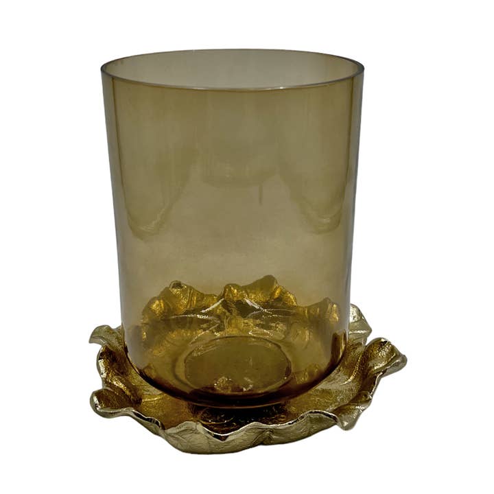 Candelabro decorativo de vidrio hecho a mano, redondo, marrón, de 9 pulgadas para venta al por mayor de 2626 Designs