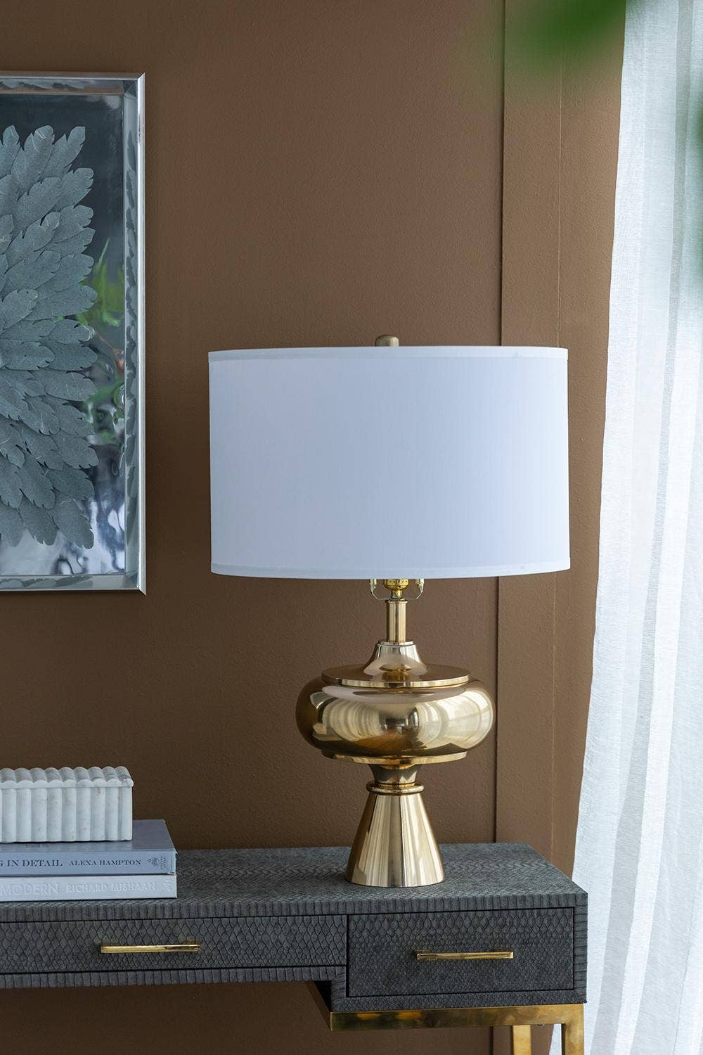 A&B Home Group Inc. - Wholesale Accent/Desk Lamp - D18x27.5" Aluminum Table Lamp - Gold/White0