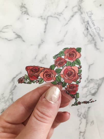 New York Rose Clear Sticker for wholesale by Durham doodles