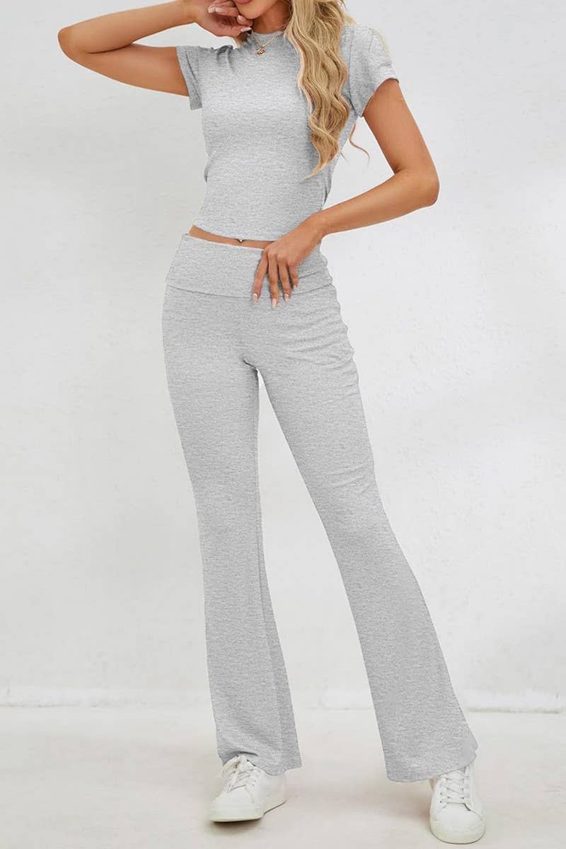 NINEXIS - Wholesale Top & Pant Set (NOT Loungewear) - Women's - CWSTB0449_Round Neck Short Sleeve and Pants set8