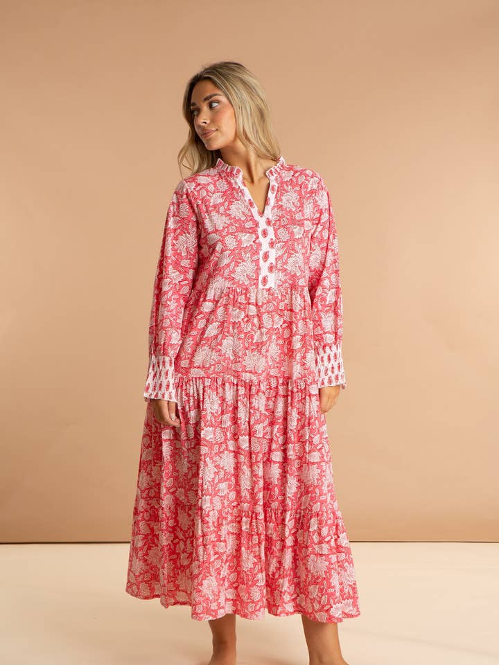 Robe longue d'été en coton - Peony Paisley pour la vente par inara