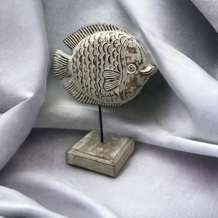 Wilco Home - Wholesale Sculpture - "Fish Tales" Angela Angelfish Hand-Carved Wood Sculpture5