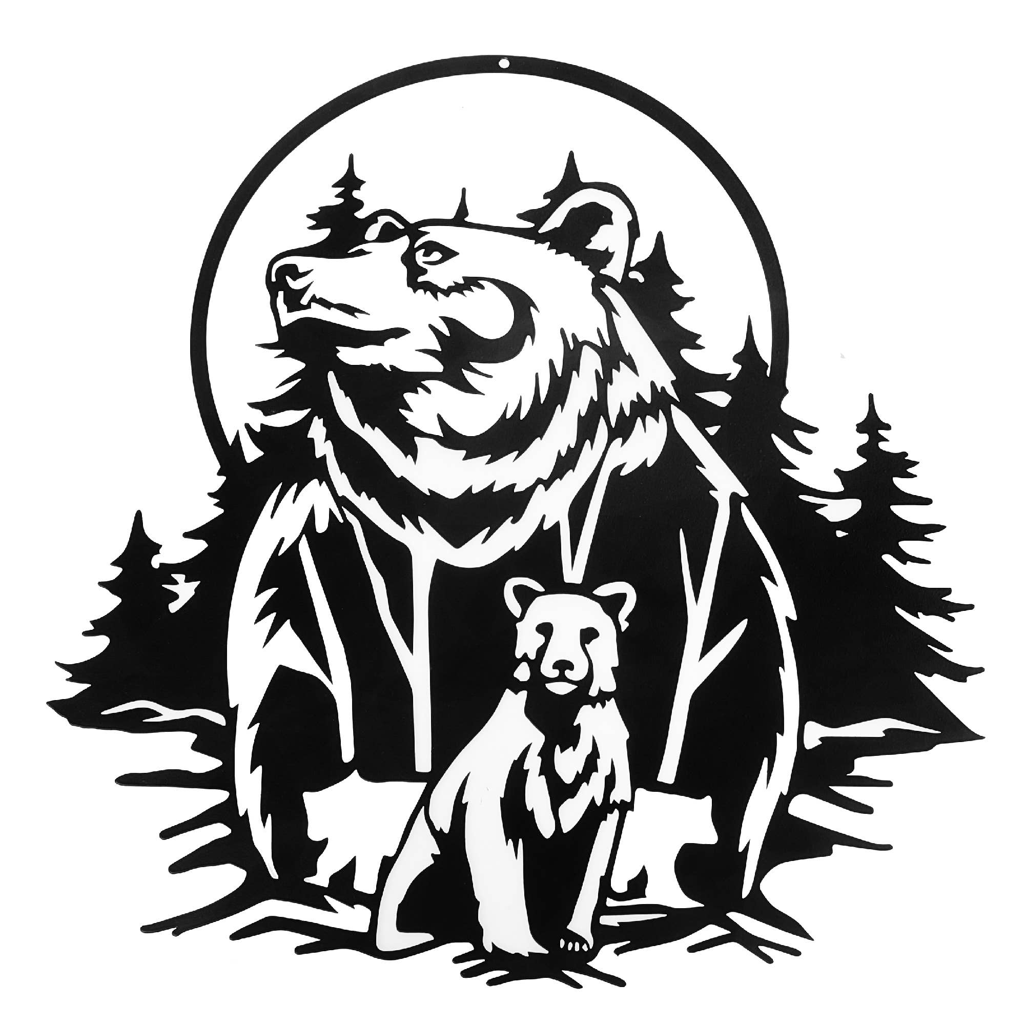Metal Black Wall Decor Bear Under Moon for wholesale on Faire0