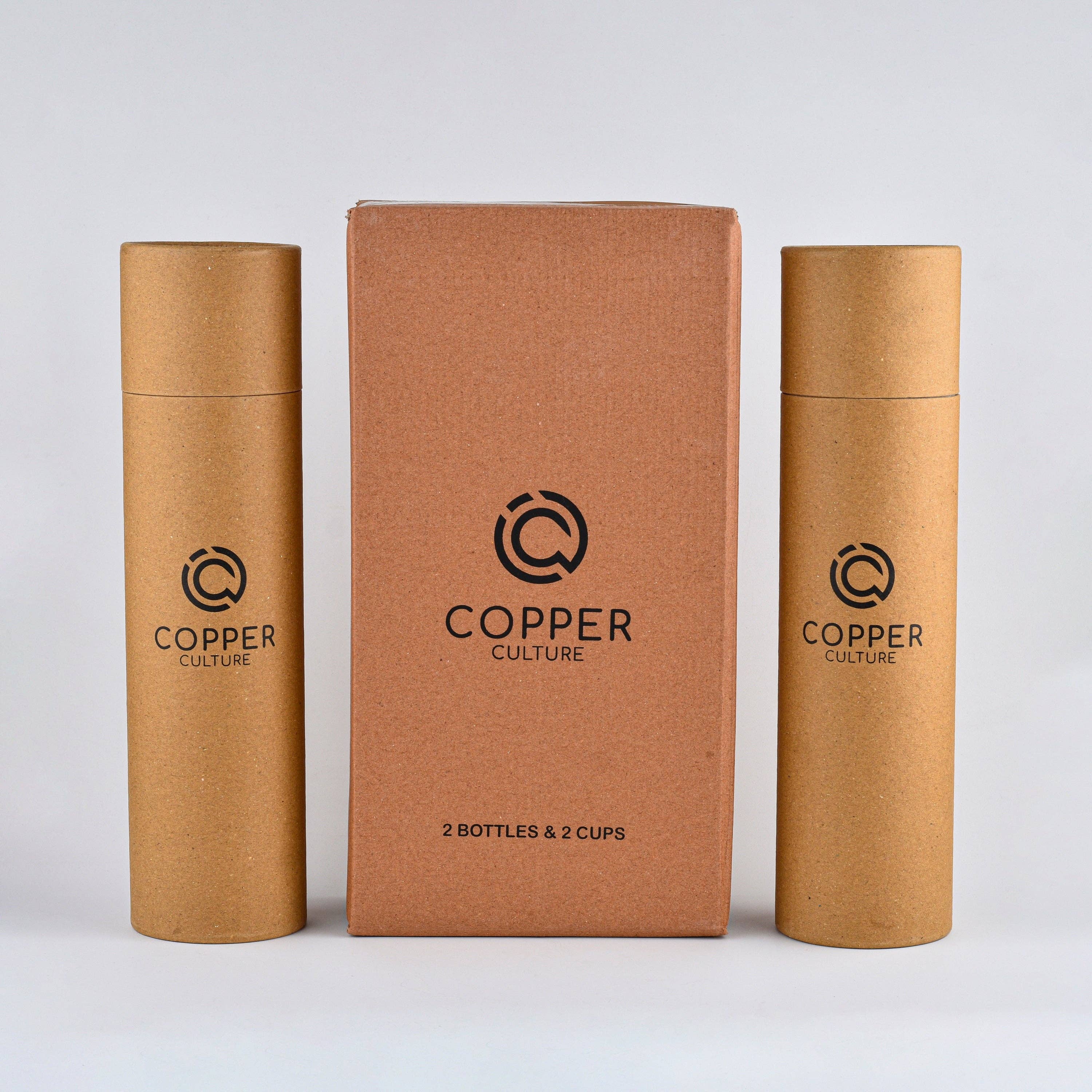 CopperCulture - Wholesale Waterfles - Cadeauset van geslagen koper – 2 flessen en 2 mokken6