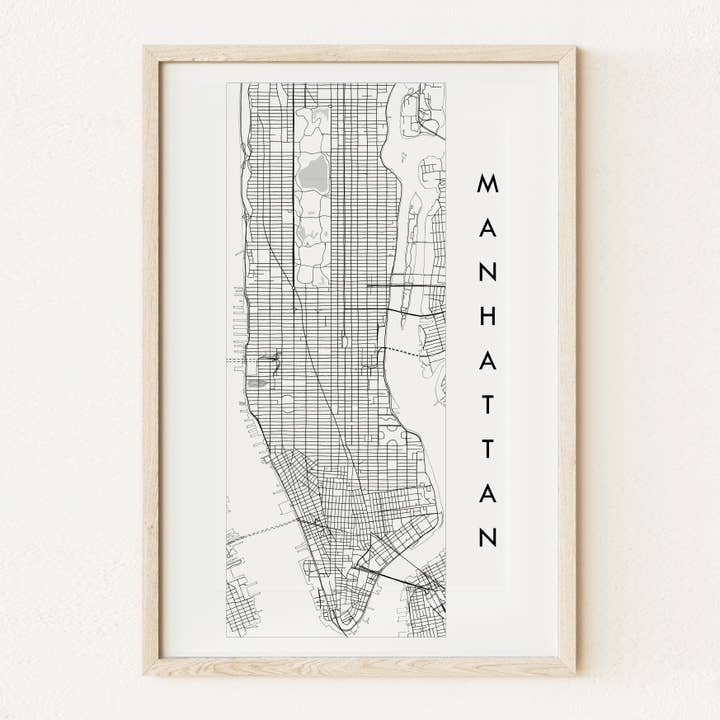 Manhattan New York City Linien-Karte — 13 „x 19" Kunstdruck für den Großhandel von Turn-of-the-Centuries