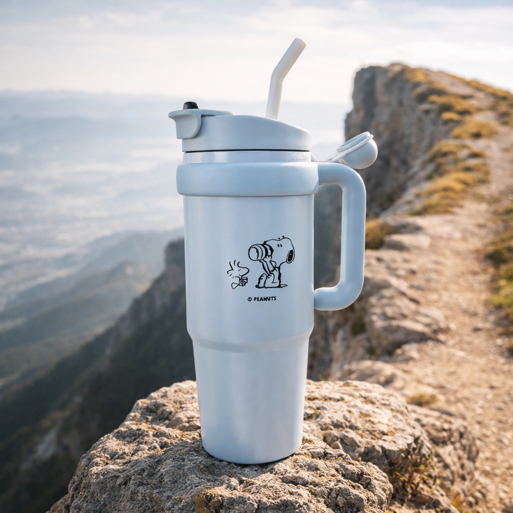 Mad Monkey GmbH - Venta al por mayor Vaso termo - Snoopy - Vaso térmico con pajita (850 ml)0