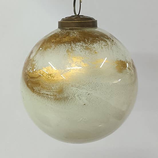 D4" Hanging Glass Ornaments - Gold/White for wholesale by A&B Home Group Inc.