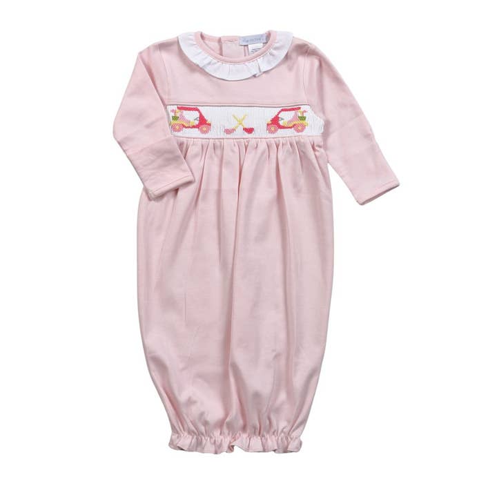 ABITO DA BAMBINA ROSA CON CARROZZINA DA GOLF RICAMATA A MANO per la vendita all'ingrosso da parte di Hug Me First