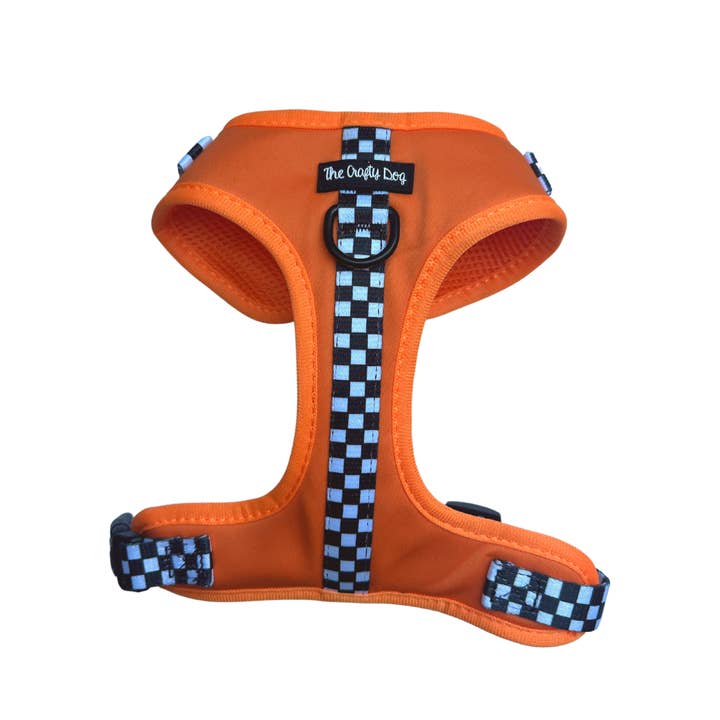 The Crafty Dog Co - Venta al por mayor Arnés - Perros - Arnés McLaren - Pata a cuadros naranja McLaren Mula 1 F1