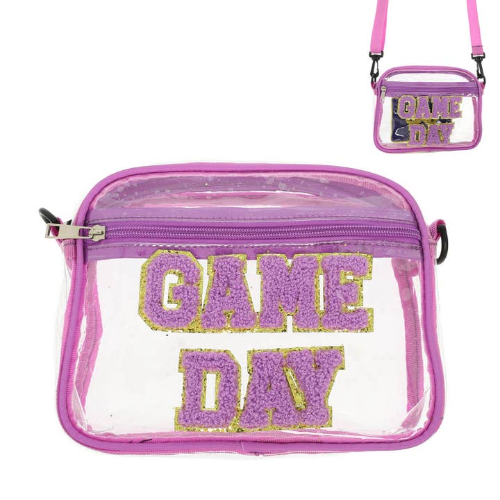 SP Sophia Collection - Wholesale Crossbody Bag - Women's - "Game Day" Fuzzy Chenille Clear Crossbody Bag1