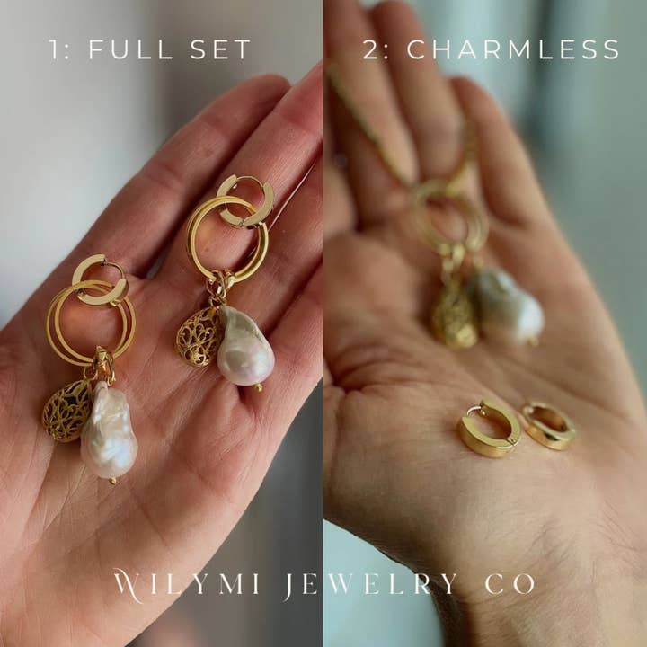 WILYMI Jewelry Co - Wholesale Dangle Earrings - CLARITY Multi-Use Baroque Pearl Hoop Earrings | Gold Filled12