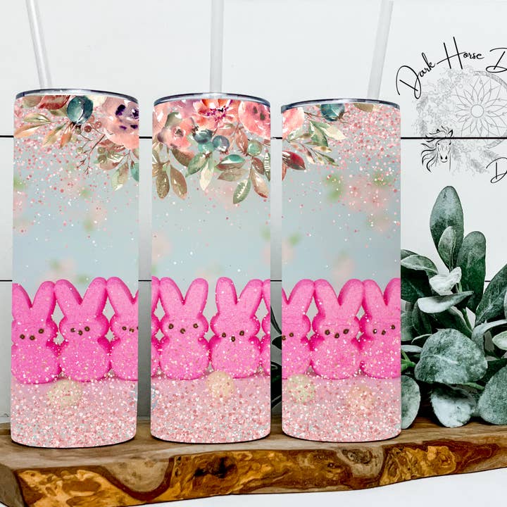 Glam Peeps / Pink Peeps med roser / Påske / Tumbler for engroshandel hos Dark Horse Dream Designs LLC