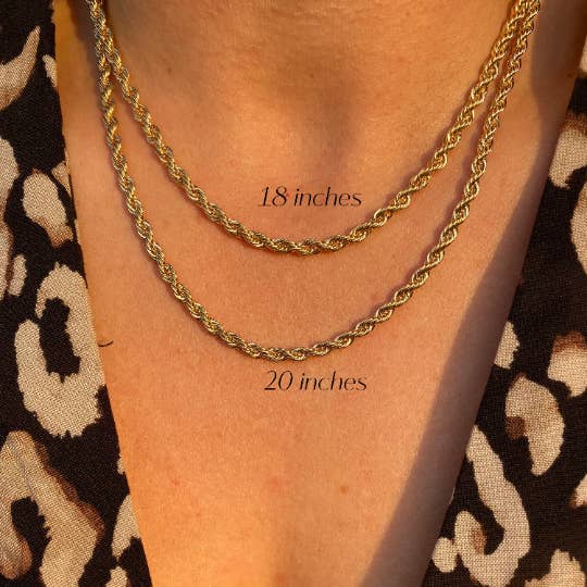 GoldFi - Wholesale Link & Chain Necklace - 18k Gold Filled Rope Chain In 3.0mm Thickness Gold Chain Com