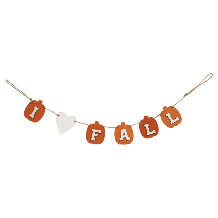 I Heart FALL Pumpkin & Heart Garland for wholesale by The Hearthside Collection