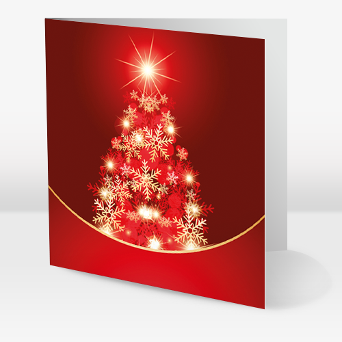 Kortspecialisten - Wholesale Christmas Card - Christmas tree of snow crystals - Red0