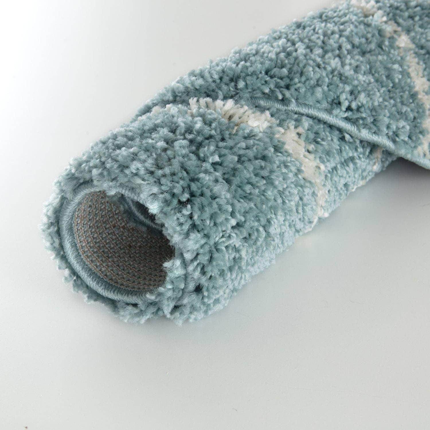 THE RUGS - Vendita all'ingrosso Tappeto - Tappeto Shaggy Blu Uovo d'Anatra Marocchino | 85021