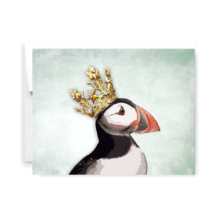 Grand Emperor Puffin of Positive Thinking Greeting Card for wholesale by Jennifer Geiger Art & Design