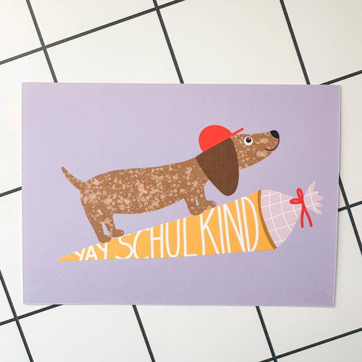 StudioSonna - Wholesale Postcard - Postcard Yay Schoolchild Dachshund