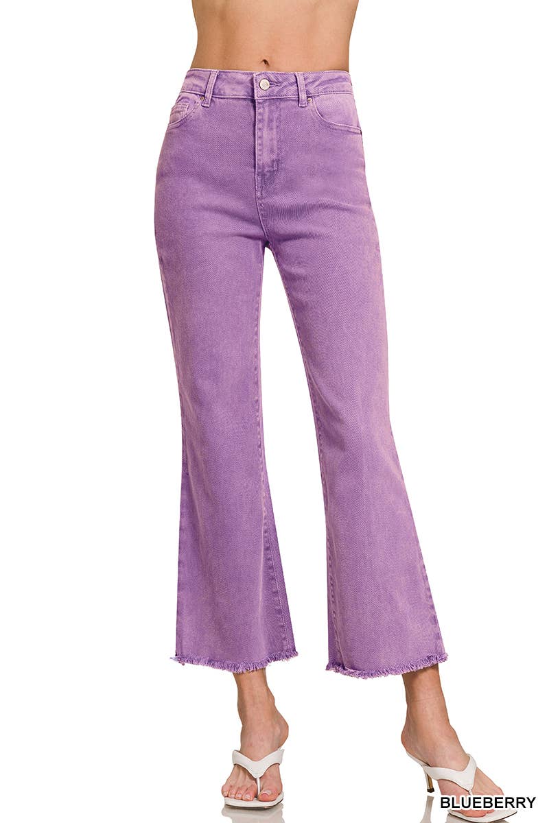 Vanilla Monkey - Wholesale Pants - Women's - Acid Washed High Waist Frayed Hem Bootcut Pants1