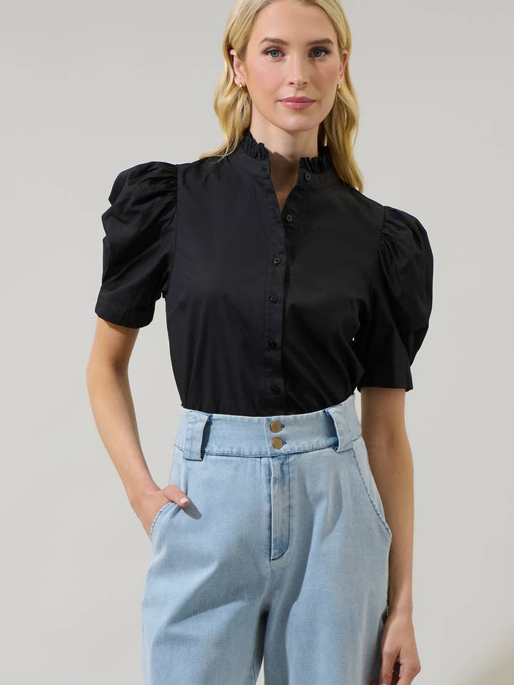 Sugarlips - Wholesale Blouse - Women's - Finley Ruffle Button Down Top
