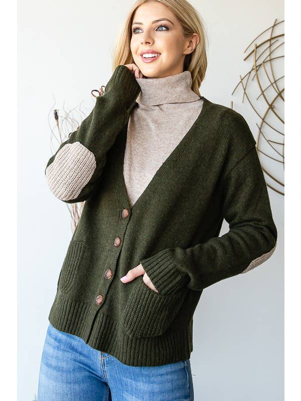 HEIMISH - Wholesale Cardigan - Women's - LVY326 LONG SLEEVE V NECK BUTTON DOWN CARDIGAN1