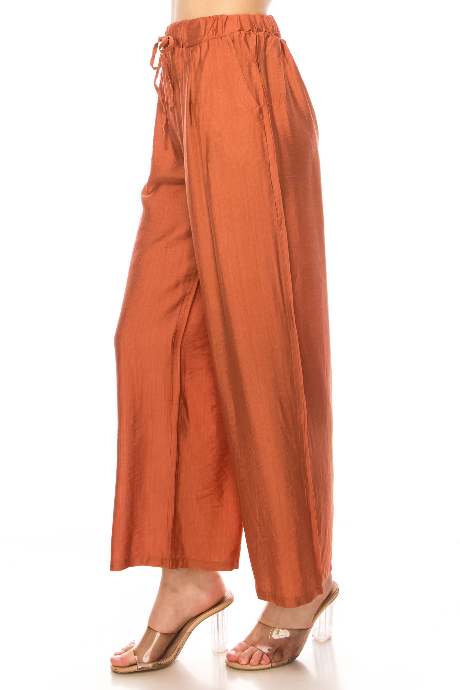 MOA COLLECTION - Wholesale Pants - Women's - Linen Texture Wide Leg Palazzo Pants Casual Style17