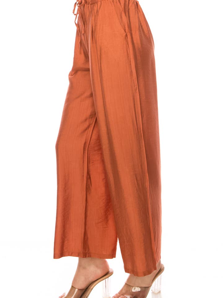 MOA COLLECTION - Wholesale Pants - Women's - Linen Texture Wide Leg Palazzo Pants Casual Style17