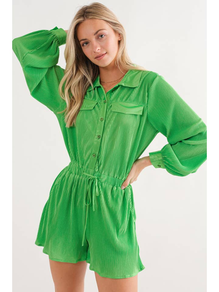 Blue B - Wholesale Romper – Women's - 61136R - Accordion Pleated Collared Romper12