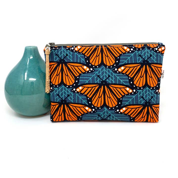 mmb by hand - Wholesale Pouch - Women's - Organic Slim Zip Pouch Charley Harper Monarch Butterflies3