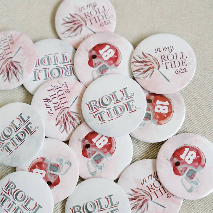 Gracefully Made Art - Wholesale Lapel Pin/Button - The University of Alabama "Roll Tide" Game Day Button