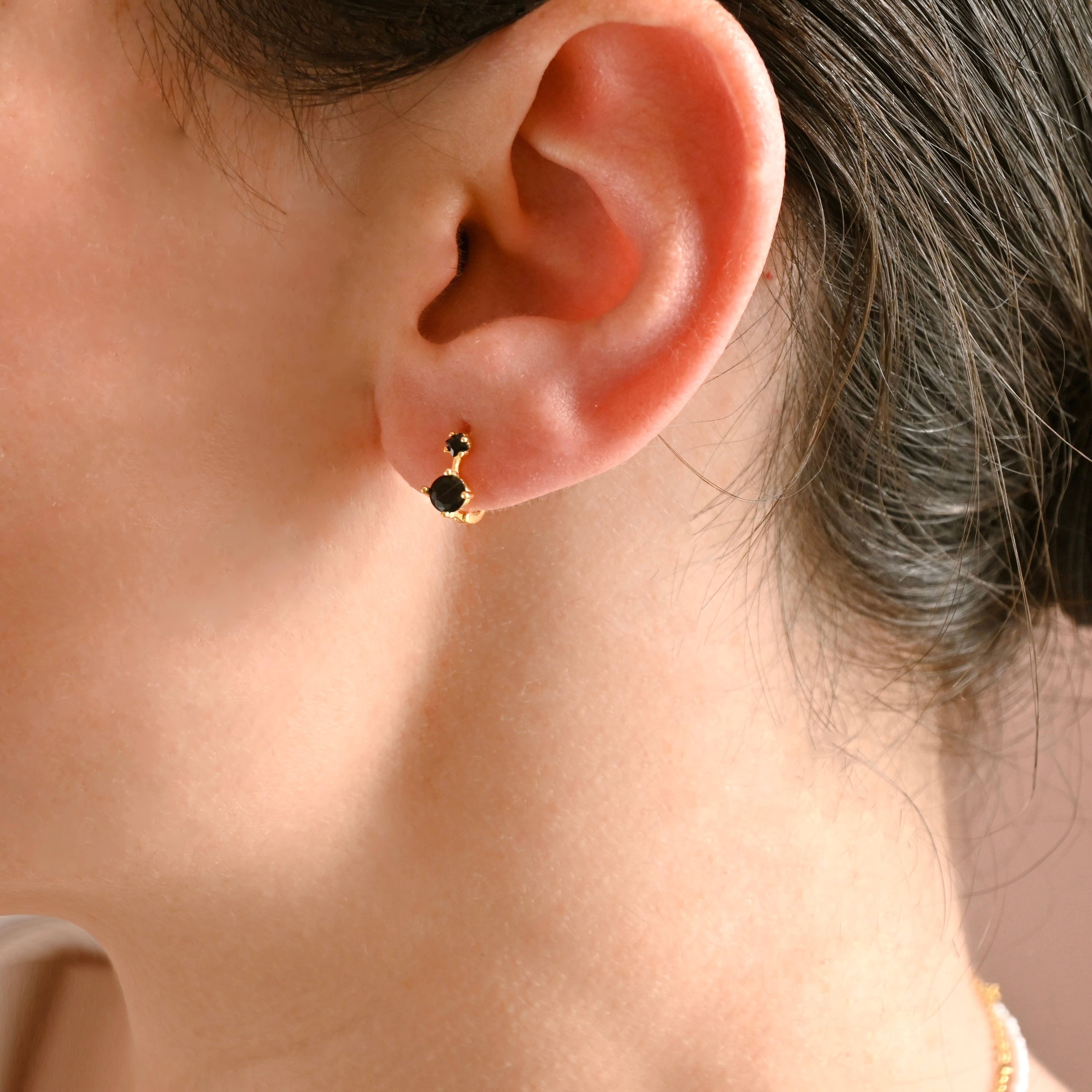 Blueyejewelry - Wholesale Huggie Earrings - Double Diamond Huggies - Sterling Silver CZ Huggie Earrings7