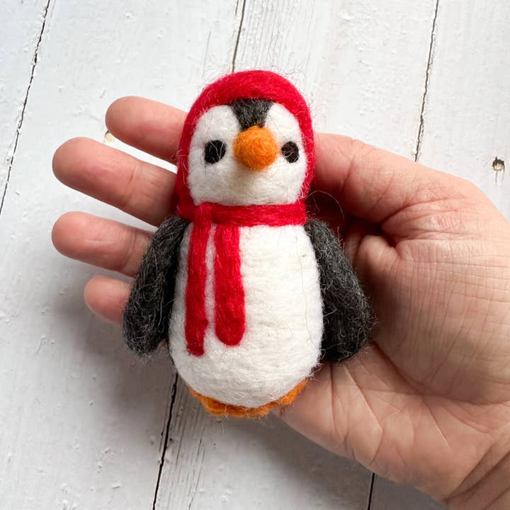 One Felt Penguin With Red Hat & Scarf for wholesale by Sewing Seeds Play