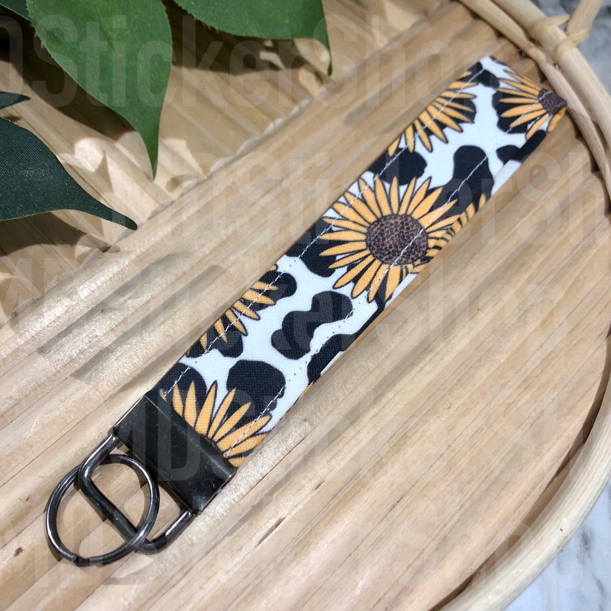 MDStickerShop - Wholesale Keychain - Women's - Sunflower Cow Print Fabric Keychain1