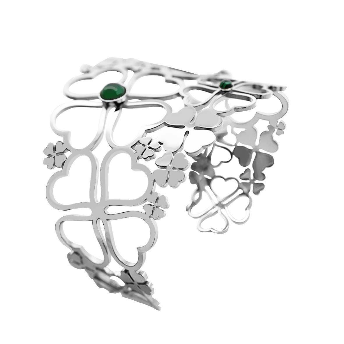 AMORINO SRL - Wholesale Cuff Bracelet - SEMI-RIGID ADJUSTABLE FOUR-LEAF CLOVER BRACELET - WF24116A1062