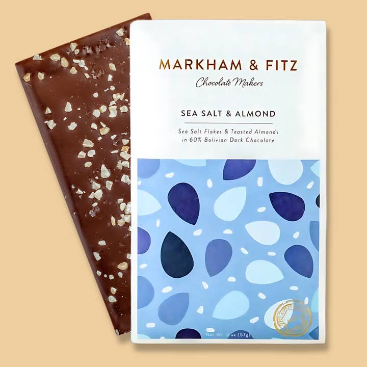 Sea Salt & Almond Dark Chocolate for wholesale by Markham & Fitz Chocolate
