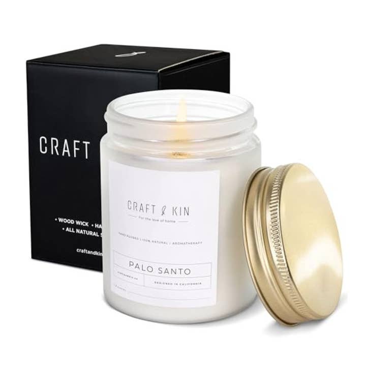 Craft & Kin - Wholesale Jar/Filled Candle - Palo Santo Aromatherapy Soy Scented Candle2