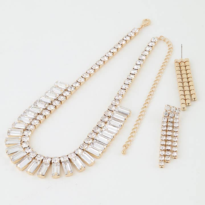 Double Crystal Rhinestone Choker Necklace for wholesale by 3AM BY H&D ACCESSORIES