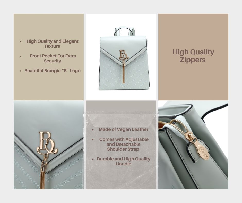 Brangio (Italy) Company Inc. - Wholesale Rugzak - Dames - Brangio Italië Elegante Chevron Vegan Leren Rugzak3