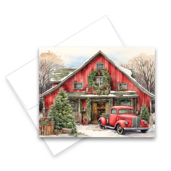 Aria Rae - Wholesale Christmas Card - Christmas Barn Greeting Cards, Set of 6, Blank Notecards2