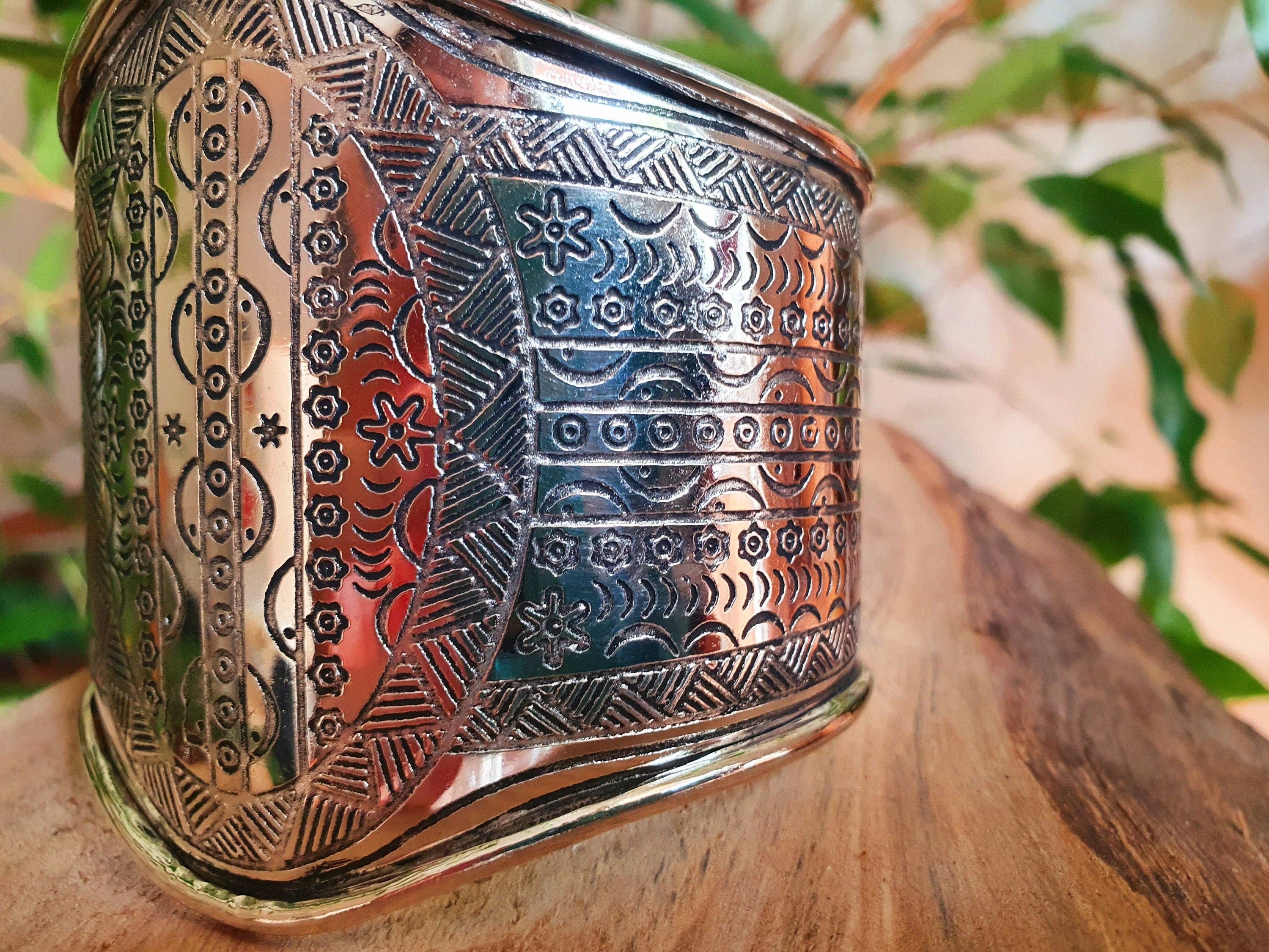 Kaali Boutique - Wholesale Cuff Bracelet - Aztec Silver Cuff Bracelet / Tribal / Inca / Mens / Unisex / Boho / Ethnic / Rustic / Bohemian / Hippie / Gypsy / Jewellery / Adjustable5