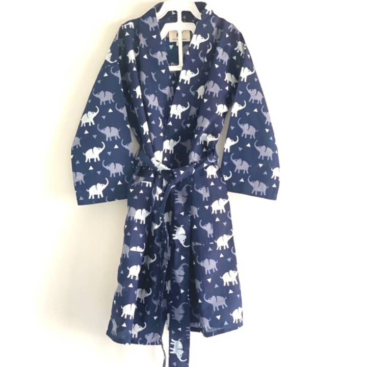 The Indian Bazaar – wholesale Badrock - Barn – Barn Unisex Robe - Bomull Handblock elefant Tryck tyg